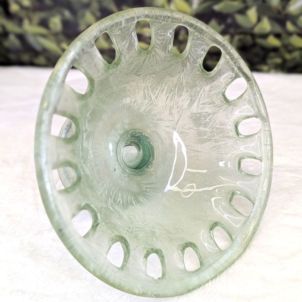 Vintage Frosted Eco Glass Pedestal Bowl Compote Dish - Picture 10 of 12